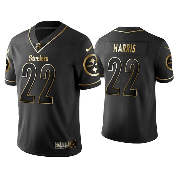 Men's Pittsburgh Steelers #22 Najee Harris Black Golden Edition NFL Jersey
